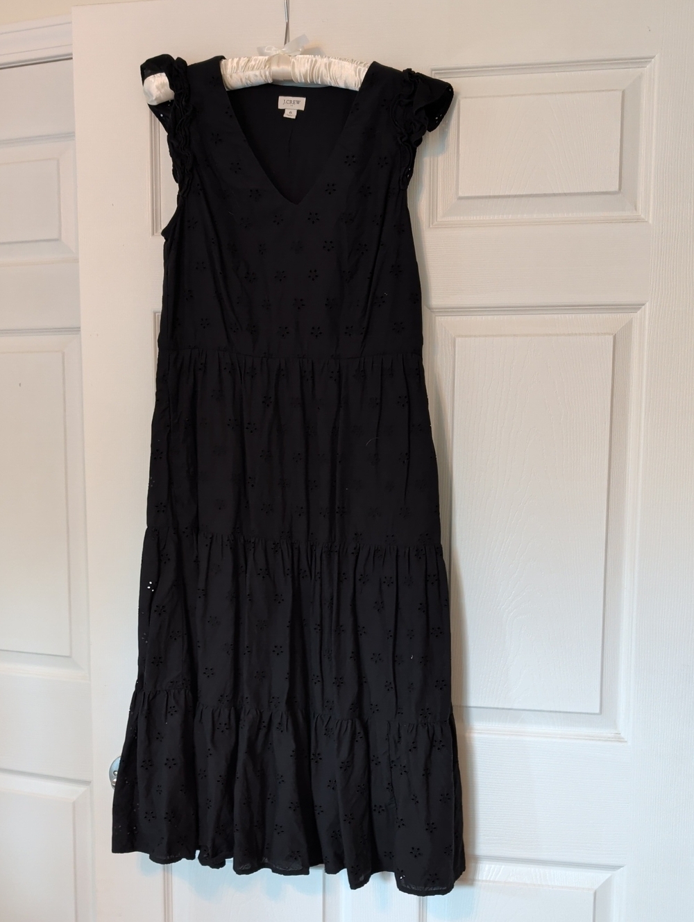 Joie Black Eyelet Tiered Maxi Dress with V-Neck